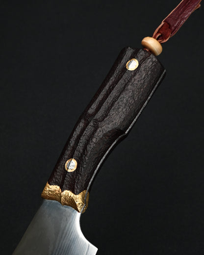 Rare Masataka Fukuda × Wtopia × Sunizumi Custom Knife – SG2 Damascus-Layered Steel / Rosewood / Bronze & Nickel Silver / Mammoth Ivory