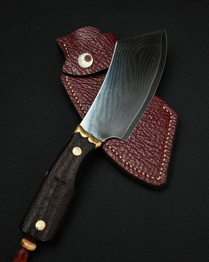 Rare Masataka Fukuda × Wtopia × Sunizumi Custom Knife – SG2 Damascus-Layered Steel / Rosewood / Bronze & Nickel Silver / Mammoth Ivory