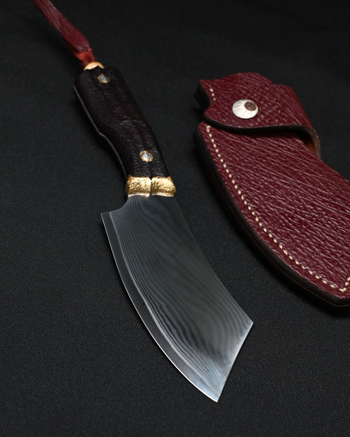 Rare Masataka Fukuda × Wtopia × Sunizumi Custom Knife – SG2 Damascus-Layered Steel / Rosewood / Bronze & Nickel Silver / Mammoth Ivory