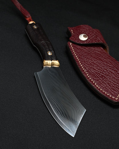 Rare Masataka Fukuda × Wtopia × Sunizumi Custom Knife – SG2 Damascus-Layered Steel / Rosewood / Bronze & Nickel Silver / Mammoth Ivory