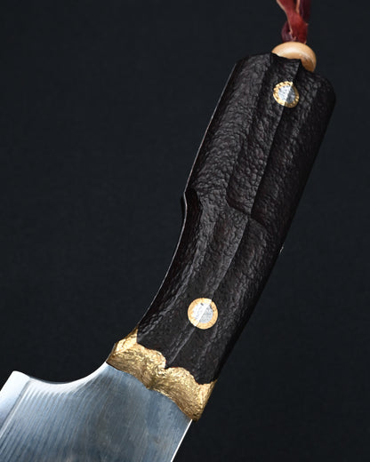 Rare Masataka Fukuda × Wtopia × Sunizumi Custom Knife – SG2 Damascus-Layered Steel / Rosewood / Bronze & Nickel Silver / Mammoth Ivory