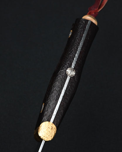Rare Masataka Fukuda × Wtopia × Sunizumi Custom Knife – SG2 Damascus-Layered Steel / Rosewood / Bronze & Nickel Silver / Mammoth Ivory