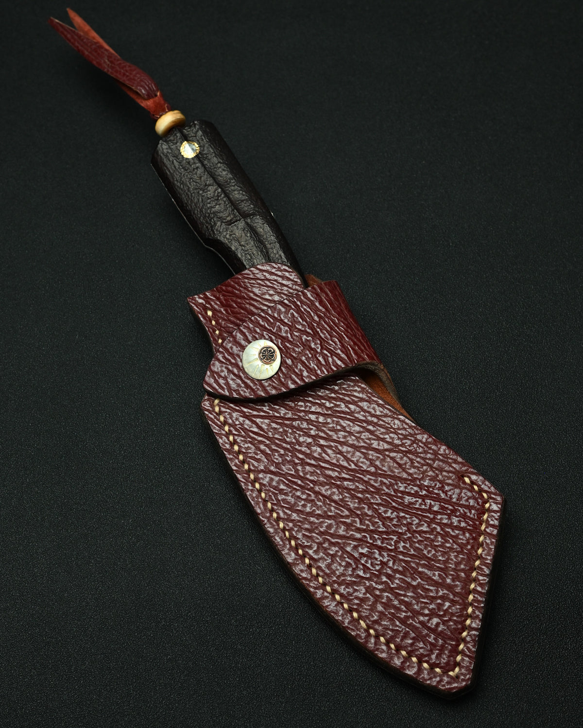 Rare Masataka Fukuda × Wtopia × Sunizumi Custom Knife – SG2 Damascus-Layered Steel / Rosewood / Bronze & Nickel Silver / Mammoth Ivory