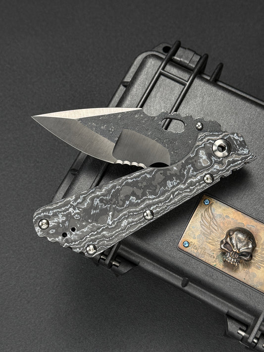 Ultra-Rare ONE-OFF Mick Strider Knives XL Custom Knife – White CarboTi / CTS-XHP