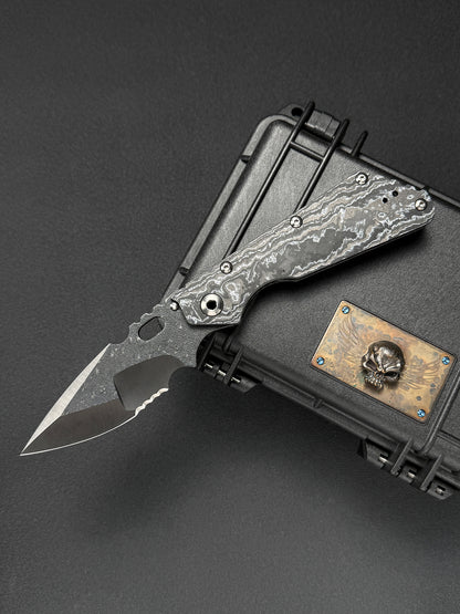 ONE-OFF Mick Strider Knives XL custom knife with White CarboTi scale and CTS-XHP blade
