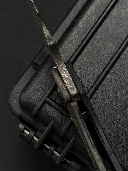 Ultra-Rare ONE-OFF Mick Strider Knives XL Custom Knife – Grid Pattern CTS-XHP / White CarboTi