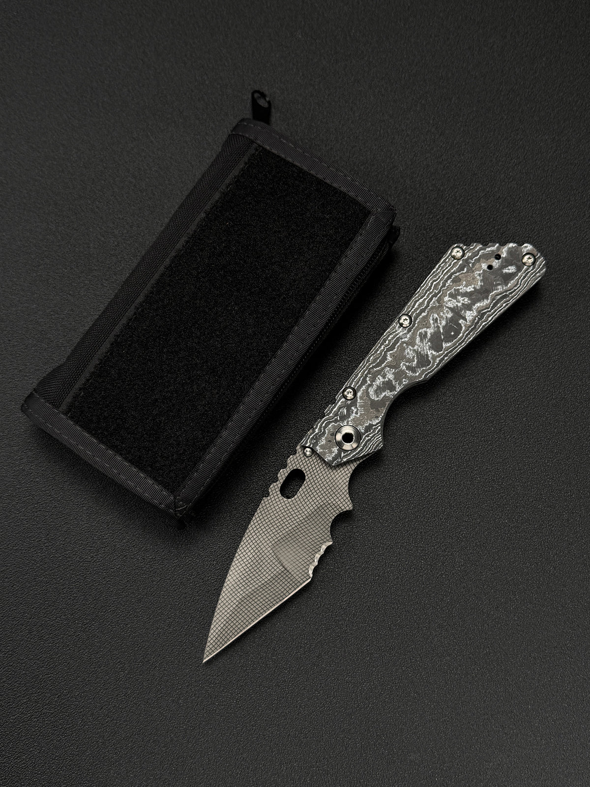 Ultra-Rare ONE-OFF Mick Strider Knives XL Custom Knife – Grid Pattern CTS-XHP / White CarboTi