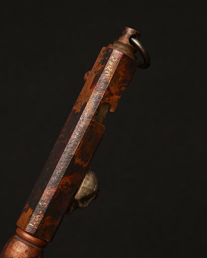 Rare ONE-OFF Hidetoshi Nakayama × Wtopia × Sunizumi Custom Copper EDC Pen with Silver Skull & Floral Details – Rare Leather Case