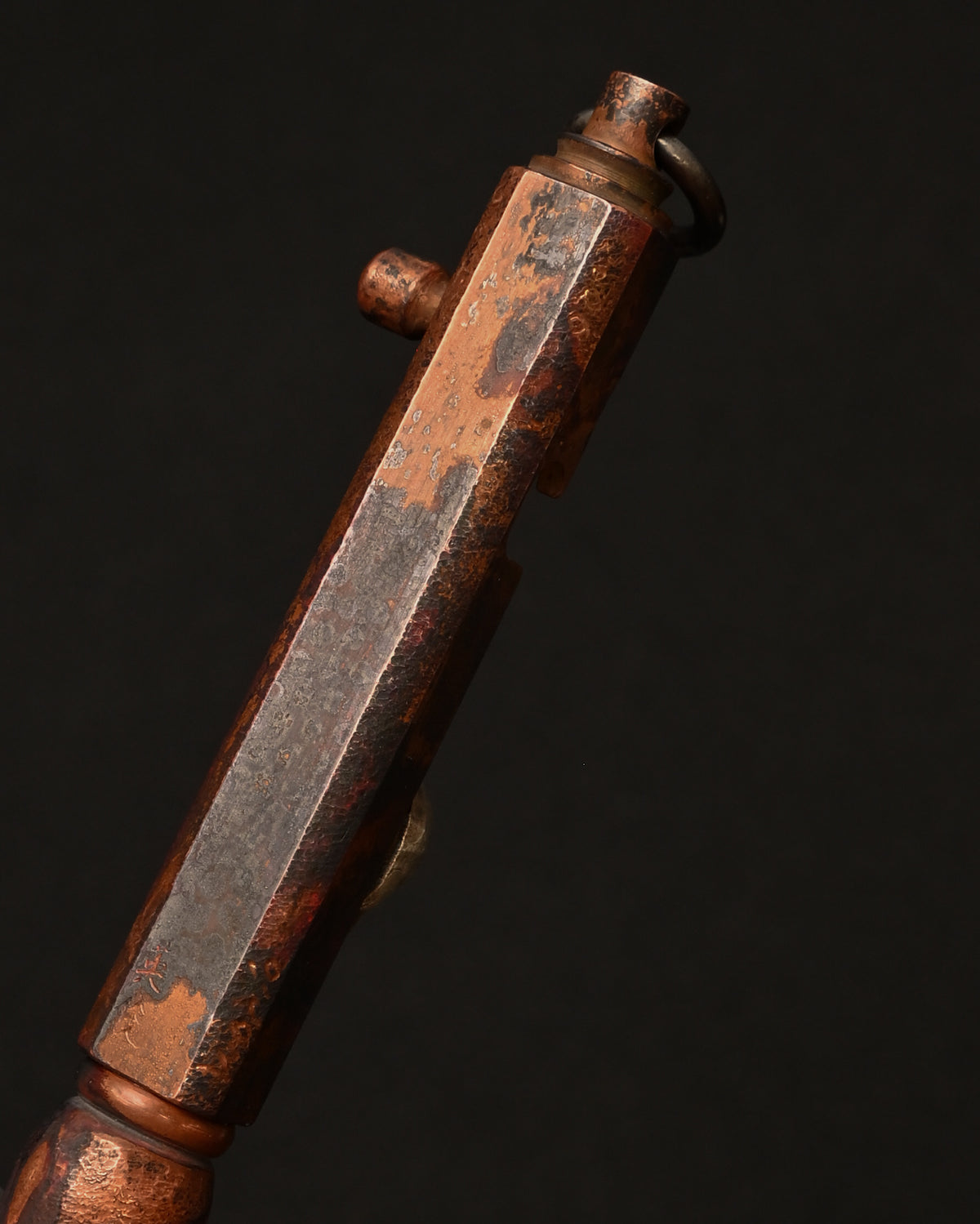 Rare ONE-OFF Hidetoshi Nakayama × Wtopia × Sunizumi Custom Copper EDC Pen with Silver Skull & Floral Details – Rare Leather Case