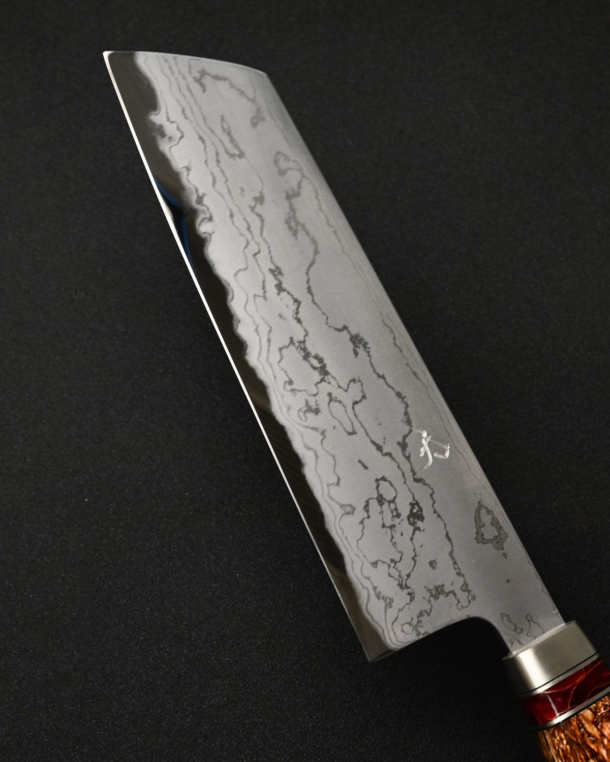 Rare Nishida Hamono Handmade Custom Kitchen Knife – Forged Layered Damascus / Bronze / Stabilized Wood