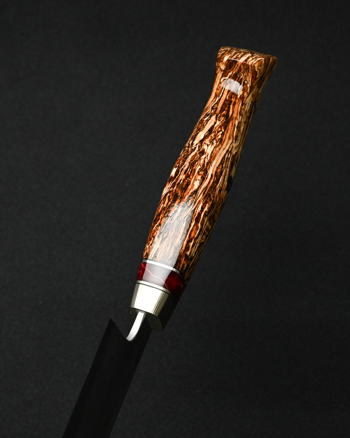 Rare Nishida Hamono Handmade Custom Kitchen Knife – Forged Layered Damascus / Bronze / Stabilized Wood