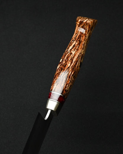 Rare Nishida Hamono Handmade Custom Kitchen Knife – Forged Layered Damascus / Bronze / Stabilized Wood
