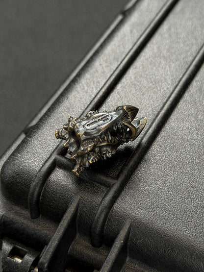 Rare Discontinued STEEL FLAME Bronze Dragon EDC Bead – Made in USA