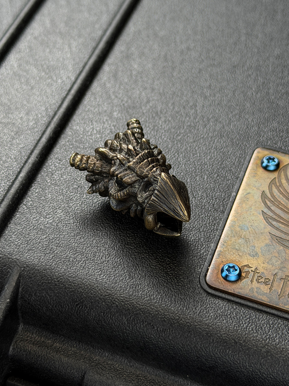 Rare Discontinued STEEL FLAME Bronze Dragon EDC Bead – Made in USA