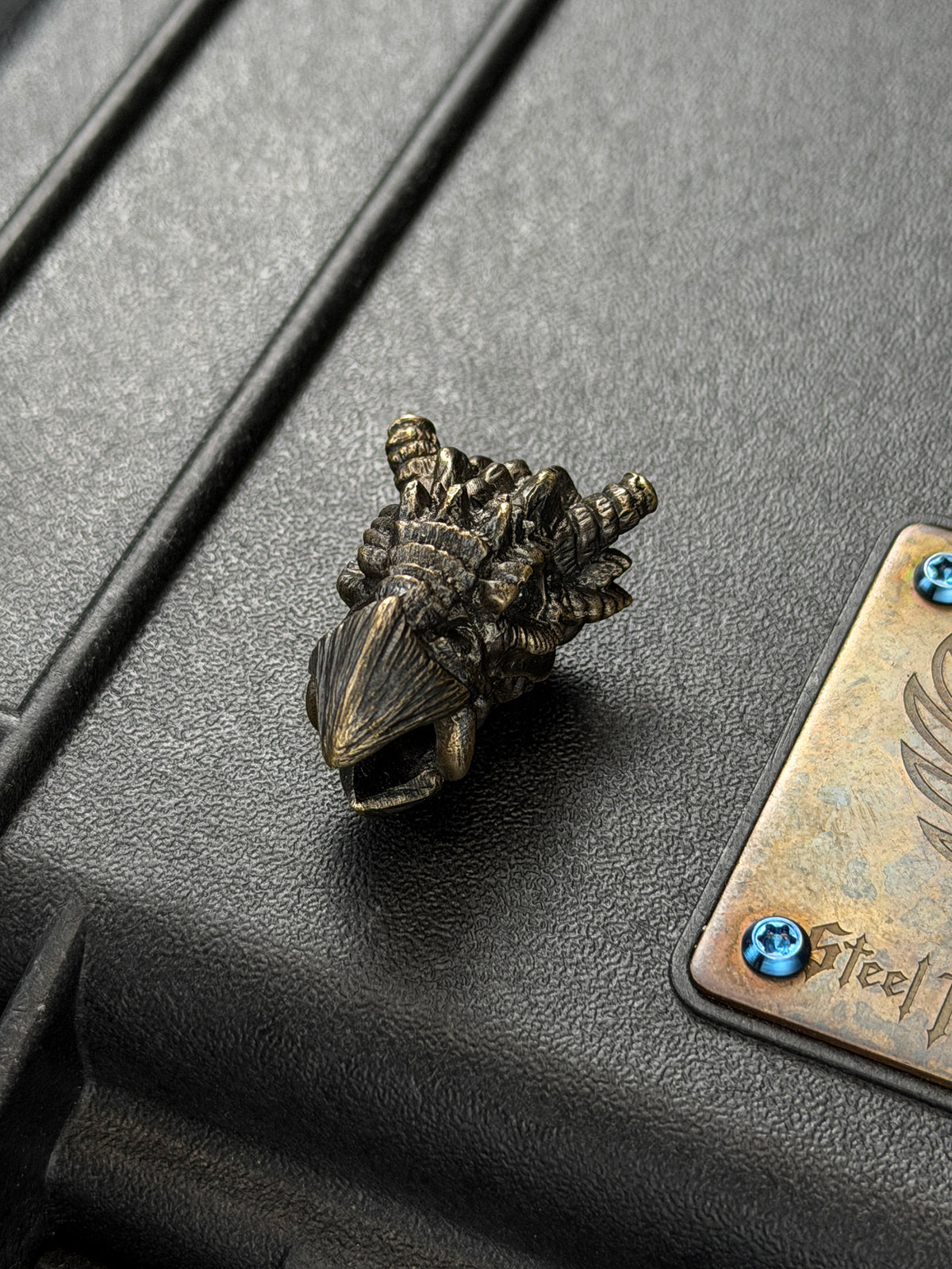 Rare Discontinued STEEL FLAME Bronze Dragon EDC Bead – Made in USA