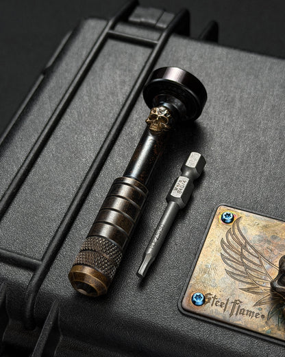 希少・廃番旧モデル STEEL FLAME ブロンズ ウォリアースカル EDC スクリュードライバーツール｜アメリカ製