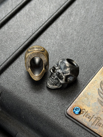 Rare Discontinued STEEL FLAME Dark Skull EDC Bead Set – Bronze & Silver – Made in USA