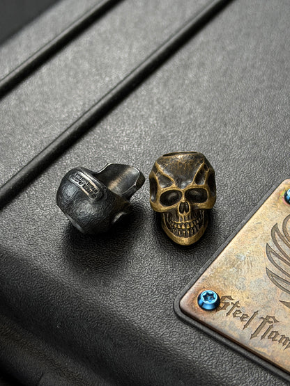 Rare Discontinued STEEL FLAME Dark Skull EDC Bead Set – Bronze & Silver – Made in USA