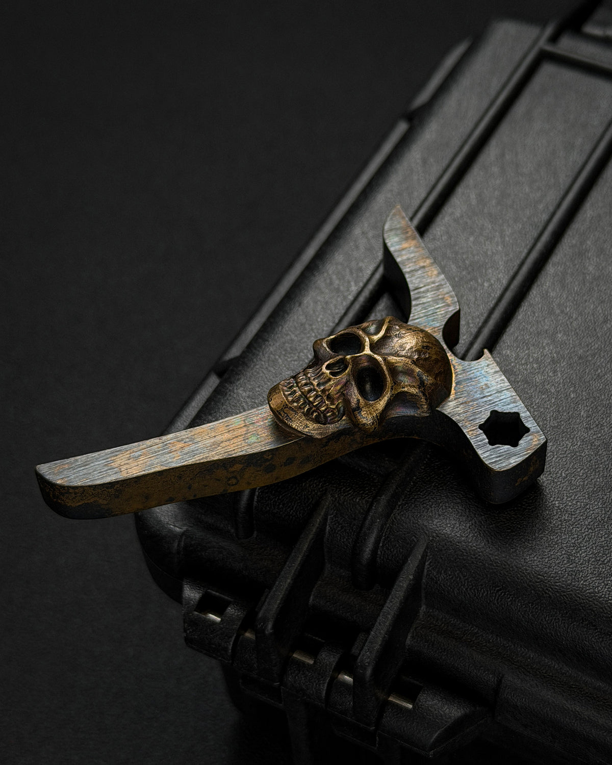 Rare Discontinued STEEL FLAME Bronze Dark Skull T-Bone EDC Bottle Opener