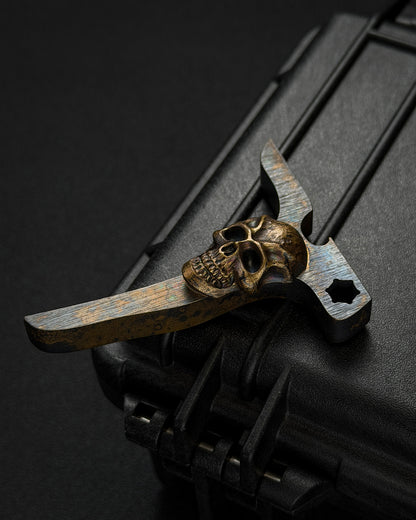 Rare Discontinued STEEL FLAME Bronze Dark Skull T-Bone EDC Bottle Opener