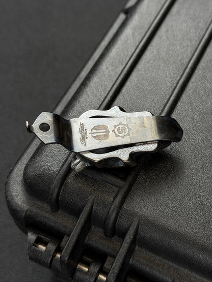 STEEL FLAME × Starlingear × Strider Knives Sakura Vampire Skull Sterling Silver EDC Pocket Clip – Made in USA