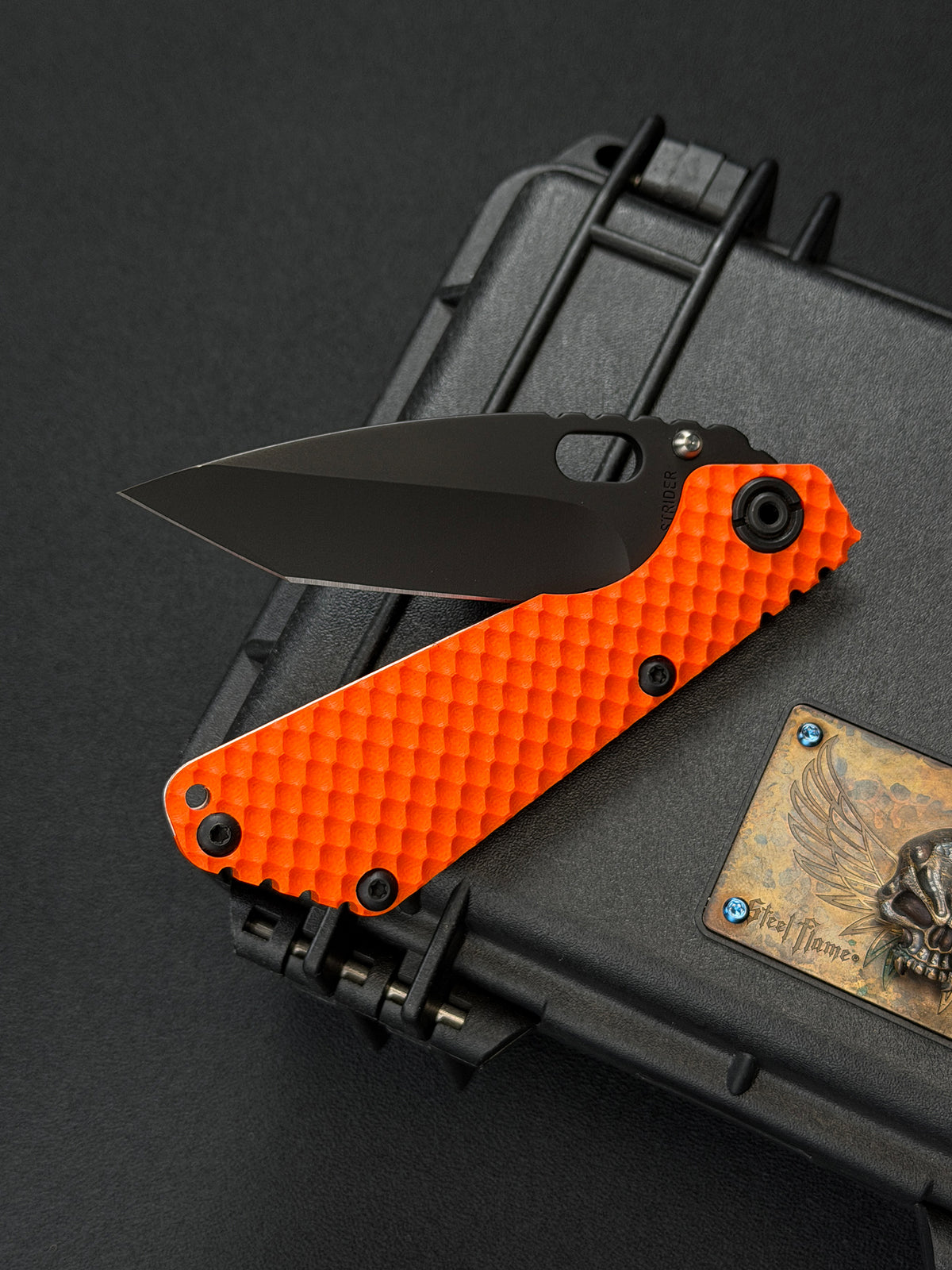 Rare Strider Knives SnG DGG Tanto CPM MagnaCut – Orange G10 / Titanium