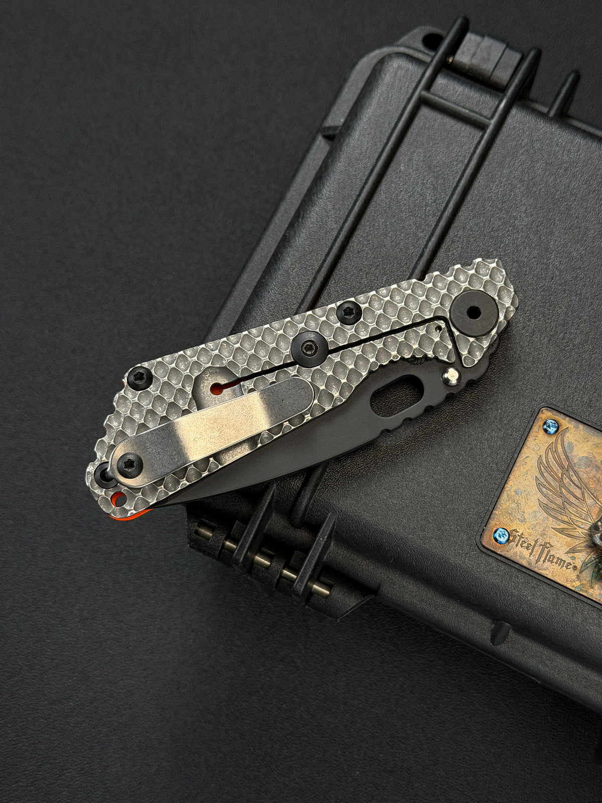 Rare Strider Knives SnG DGG Tanto CPM MagnaCut – Orange G10 / Titanium