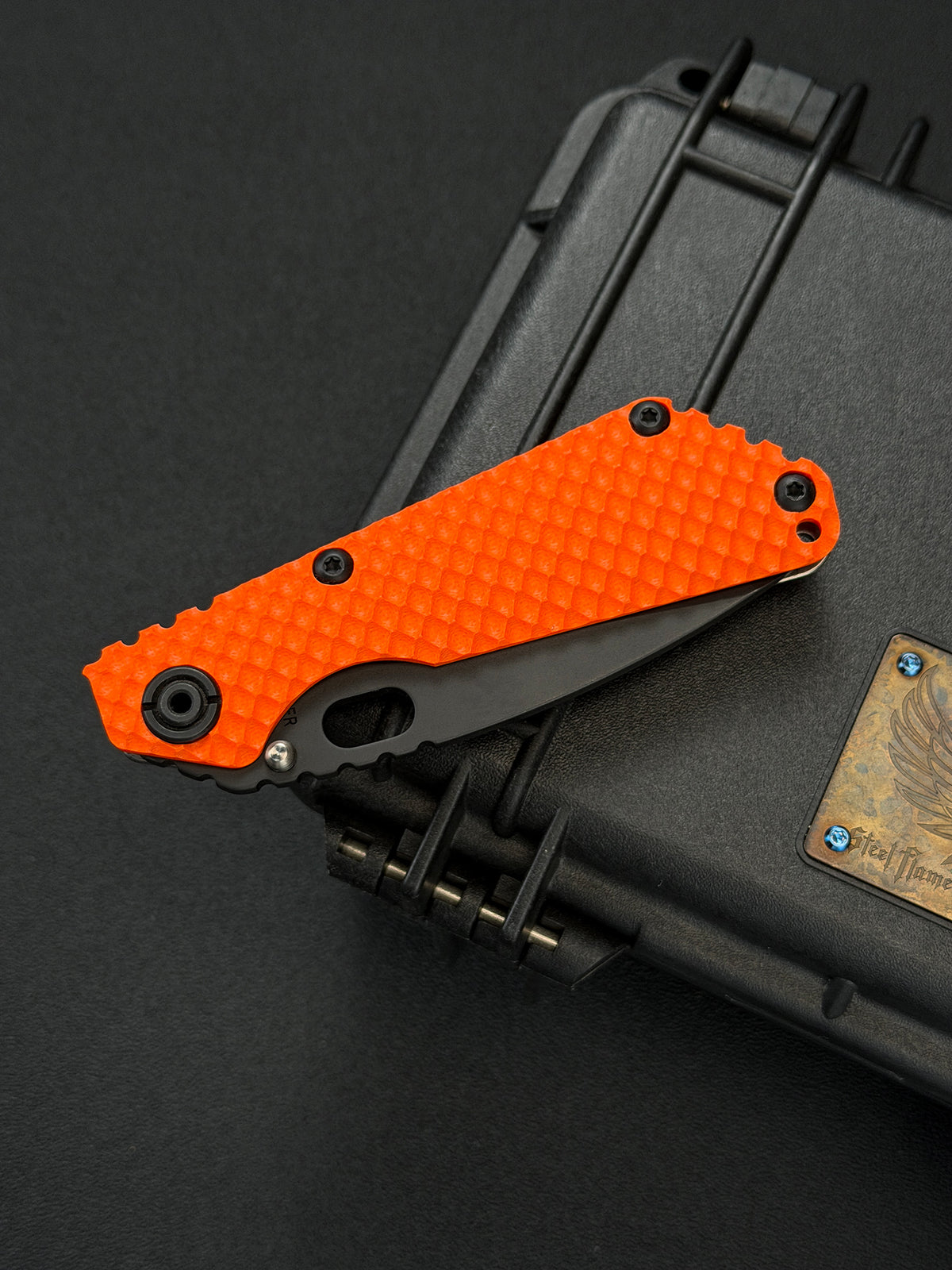Rare Strider Knives SnG DGG Tanto CPM MagnaCut – Orange G10 / Titanium