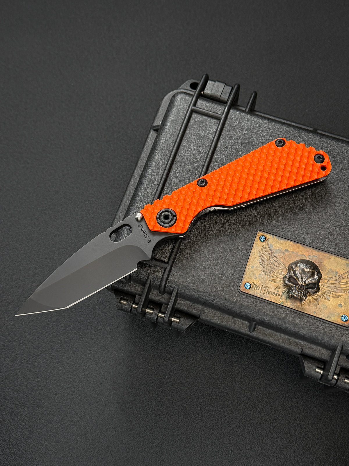 Rare Strider Knives SnG DGG Tanto CPM MagnaCut – Orange G10 / Titanium