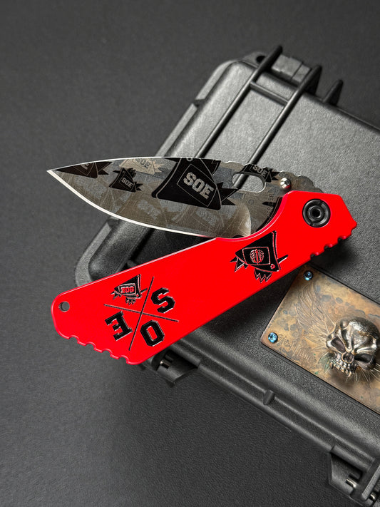 Ultra-Rare Old-School Strider Knives × SOE SMF CTS-XHP – Red Aluminum SOE 