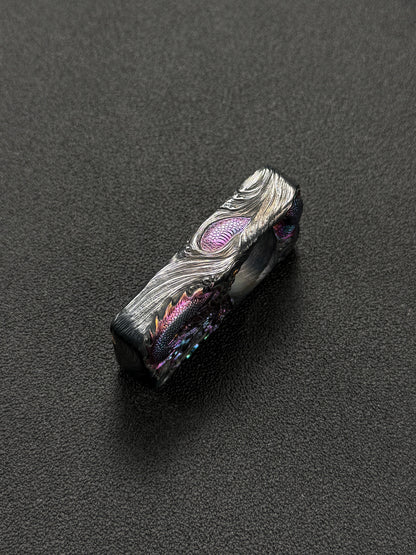 Sunizumi Custom Hand-Engraved Titanium Dragon Art Piece – Eastern Dragon Relief / Iridescent Heat-Colored Finish
