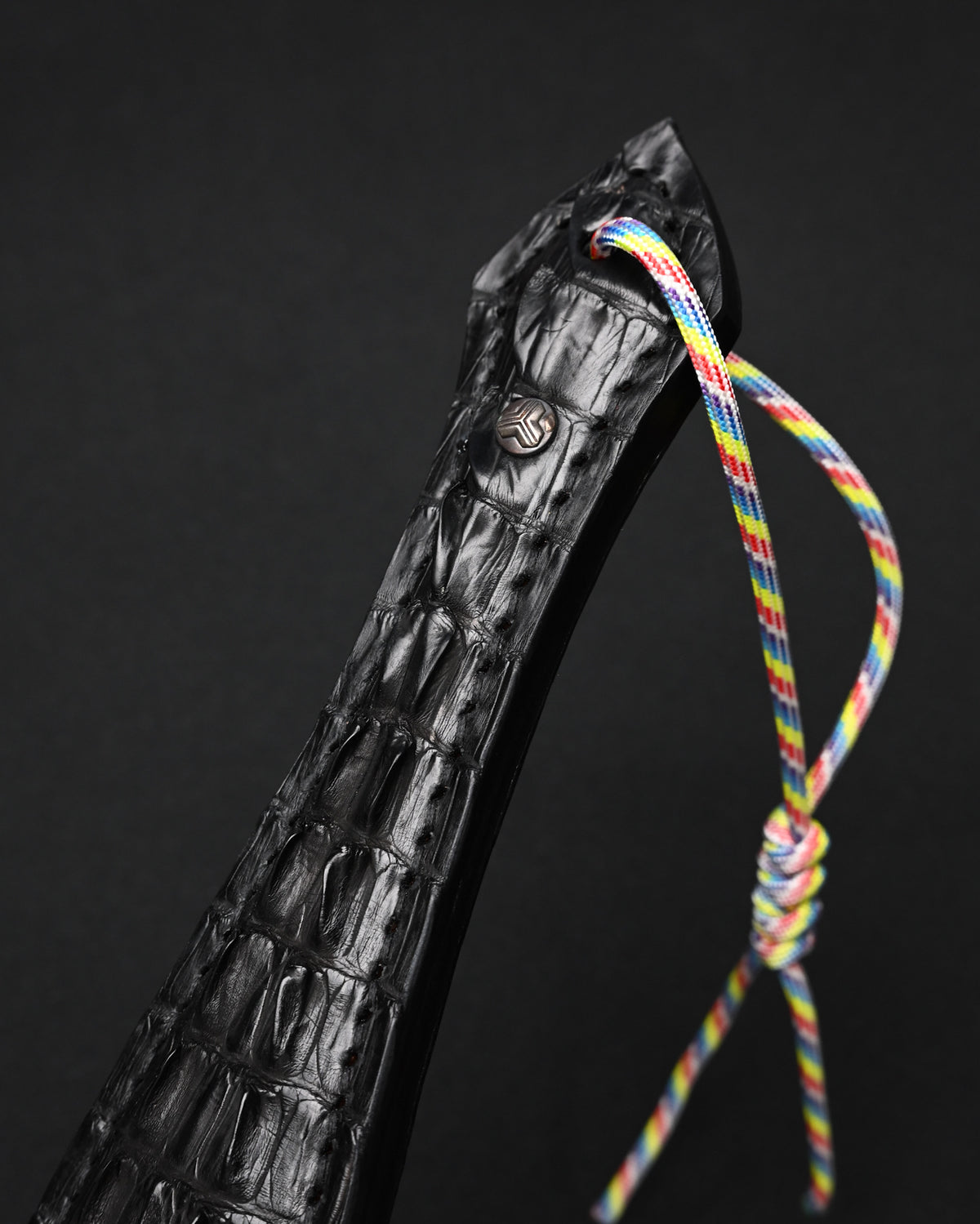 Rare Sunizumi Shoten × Wtopia Black Crocodile Leather EDC Paddle – 295mm / Bronze & Silver Inlay / Made in Japan