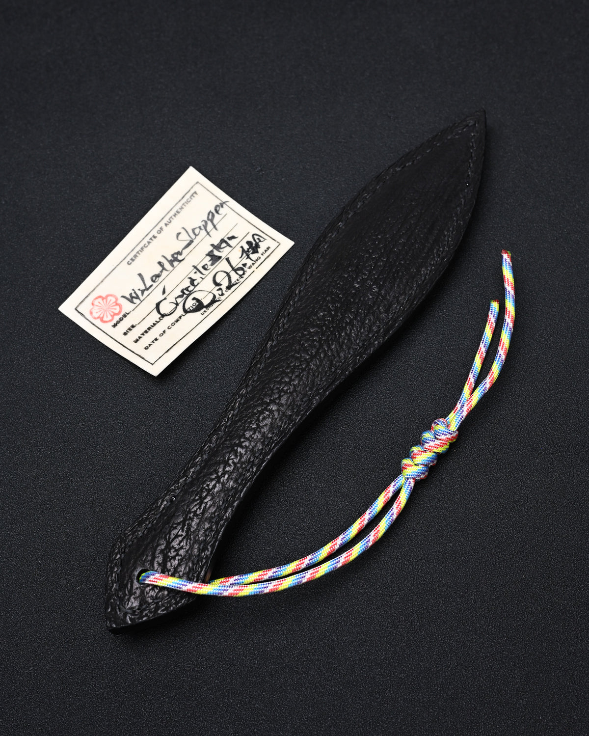 Rare Sunizumi Shoten × Wtopia Black Crocodile Leather EDC Paddle – 295mm / Bronze & Silver Inlay / Made in Japan