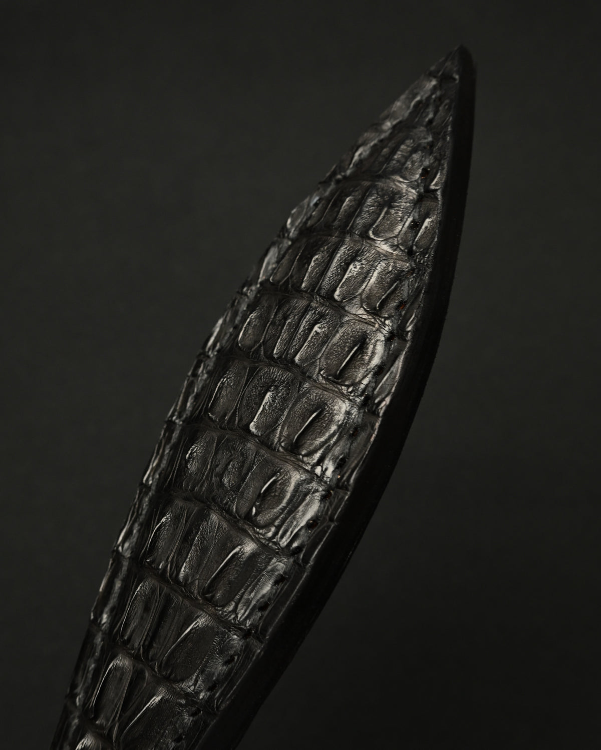 Rare Sunizumi Shoten × Wtopia Black Crocodile Leather EDC Paddle – 295mm / Bronze & Silver Inlay / Made in Japan