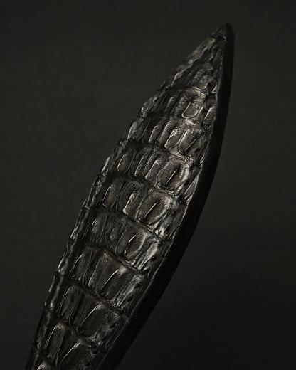 Rare Sunizumi Shoten × Wtopia Black Crocodile Leather EDC Paddle – 295mm / Bronze & Silver Inlay / Made in Japan
