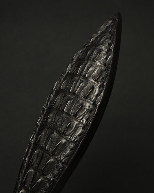 Rare Sunizumi Shoten × Wtopia Black Crocodile Leather EDC Paddle – 295mm / Bronze & Silver Inlay / Made in Japan