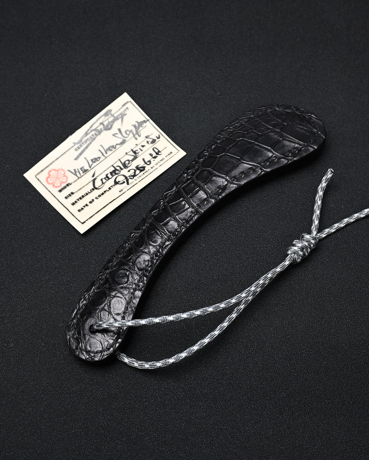 Rare Sunizumi Shoten × Wtopia Black Crocodile Leather EDC Paddle – Bronze & Silver Inlay / Made in Japan