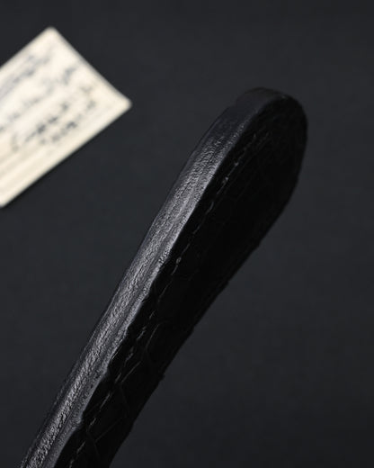 Rare Sunizumi Shoten × Wtopia Black Crocodile Leather EDC Paddle – Bronze & Silver Inlay / Made in Japan