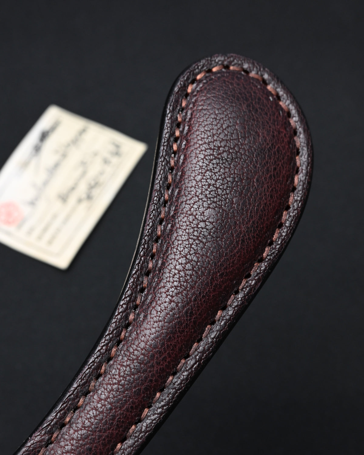 Rare Sunizumi Shoten × Wtopia Burgundy Bear Leather EDC Paddle – Bronze Apricot Blossom / Made in Japan