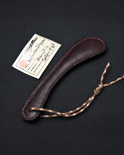 Rare Sunizumi Shoten × Wtopia Burgundy Bear Leather EDC Paddle – Bronze Apricot Blossom / Made in Japan
