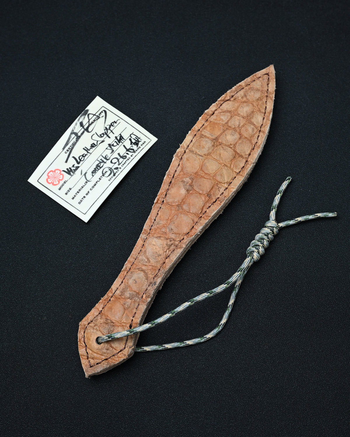 Rare Sunizumi Shoten × Wtopia Desert Crocodile Leather EDC Paddle – Bronze & Silver Emblem / Made in Japan