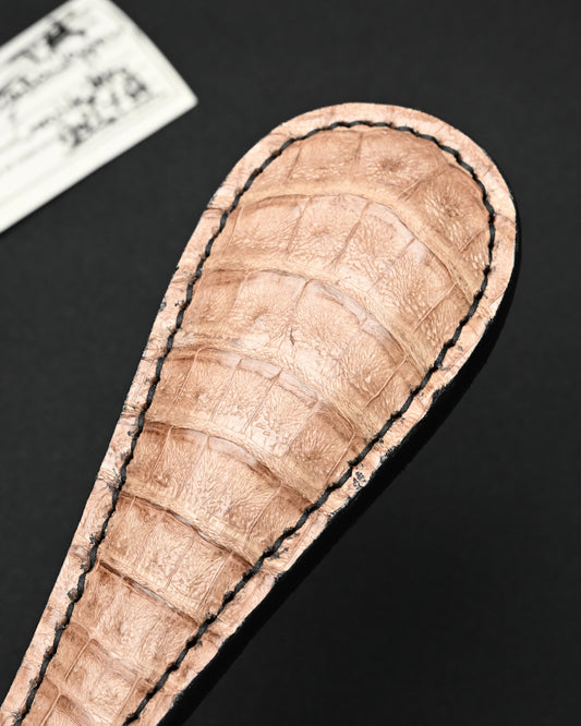 Rare Sunizumi Shoten × Wtopia Khaki Crocodile Leather EDC Paddle – 250mm / Bronze & Silver Inlay / Made in Japan