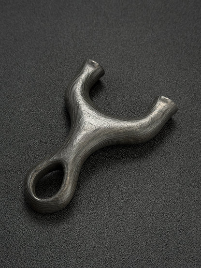 Rare TANGZUO Hand-Forged Damascus Custom Slingshot – Artisan Metalwork Collectible