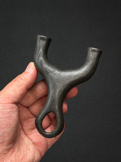 Rare TANGZUO Hand-Forged Damascus Custom Slingshot – Artisan Metalwork Collectible
