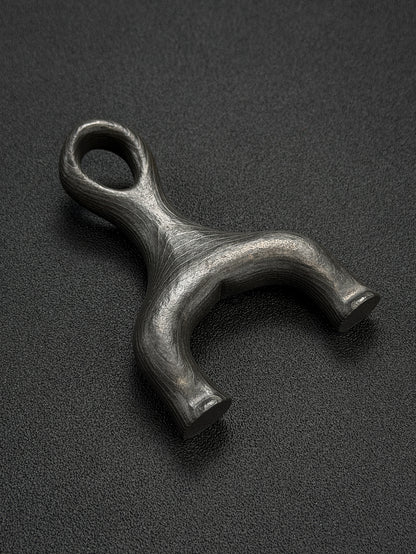 Rare TANGZUO Hand-Forged Damascus Custom Slingshot – Artisan Metalwork Collectible