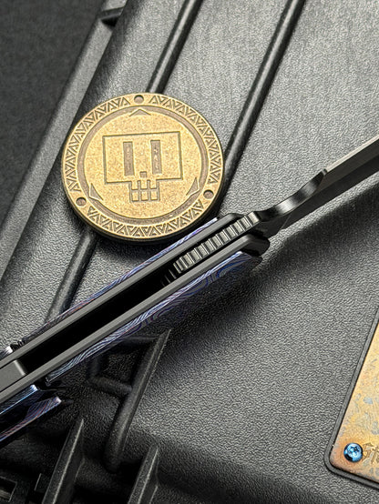 TIESANJIAO Minimalist Hidden-Screw Custom EDC Folder – M390 Brushed DLC & Zirconium Damascus