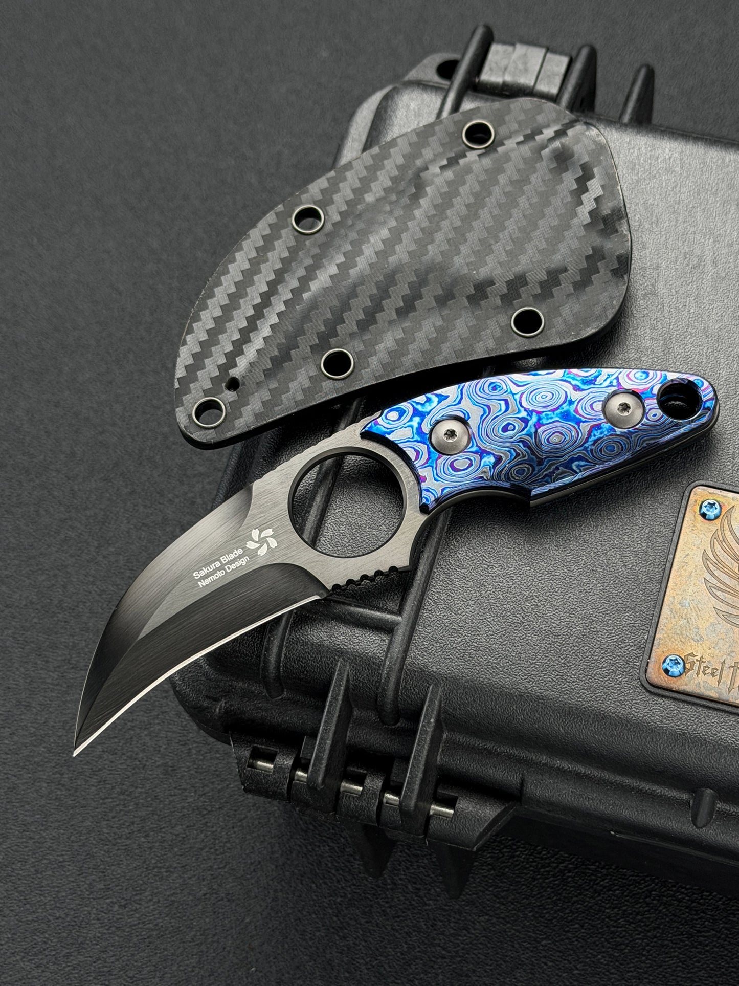 Tomoyuki Nemoto ZDP-189 DLC Fixed Blade with Zirconium Damascus Handle