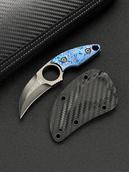 Tomoyuki Nemoto ZDP-189 DLC Fixed Blade with Zirconium Damascus Handle