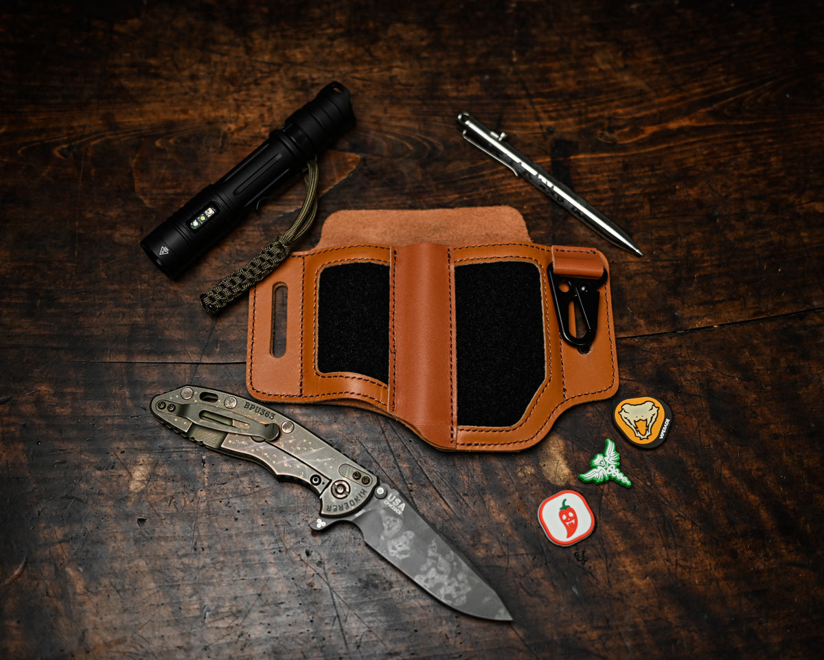 VIPERADE PL3 Leather EDC Organizer Belt Pouch with Hook & Loop Panel