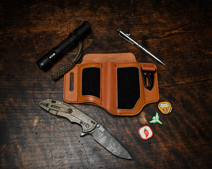 VIPERADE PL3 Leather EDC Organizer Belt Pouch with Hook & Loop Panel